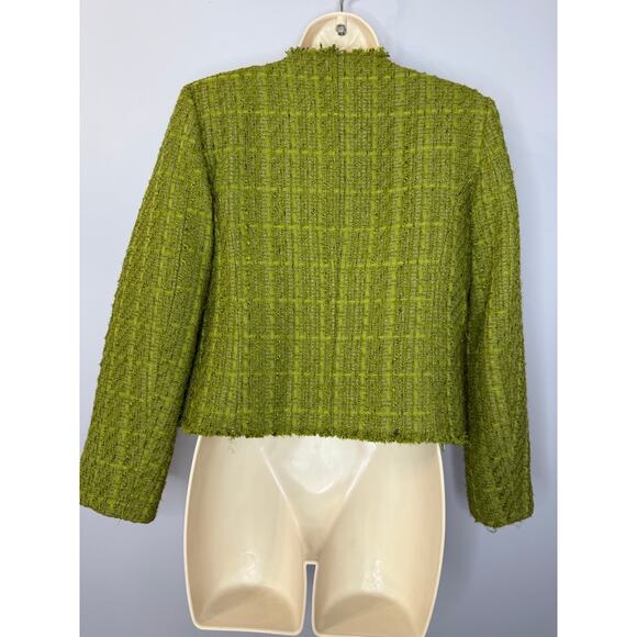 Mango Tweed Jacket with Jewel Buttons Green women's S Classic - Picture 4 of 13